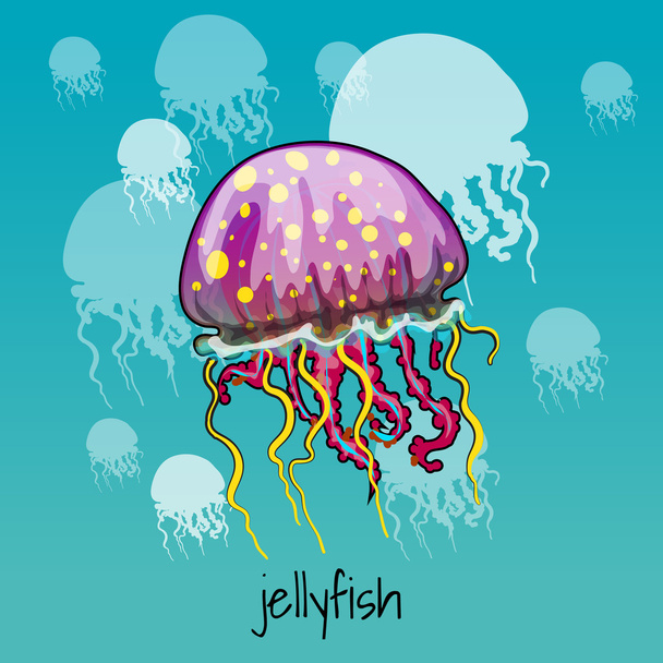 One spotted jellyfish on a celadon background - Вектор, зображення