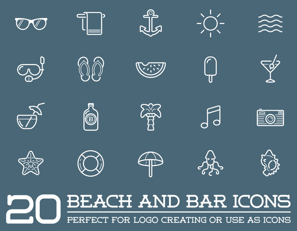 Playa Mar Bar Elementos
 - Vector, Imagen