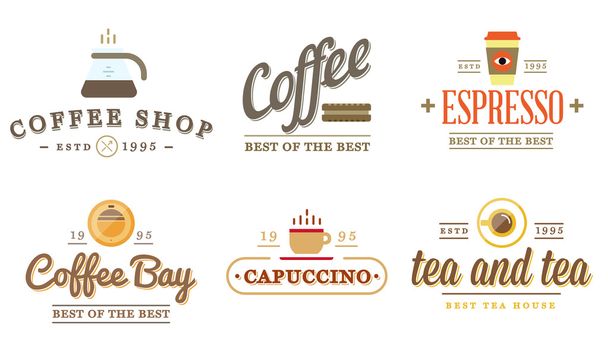 Kávé logo sablonok és kávé tartozékok - Vektor, kép
