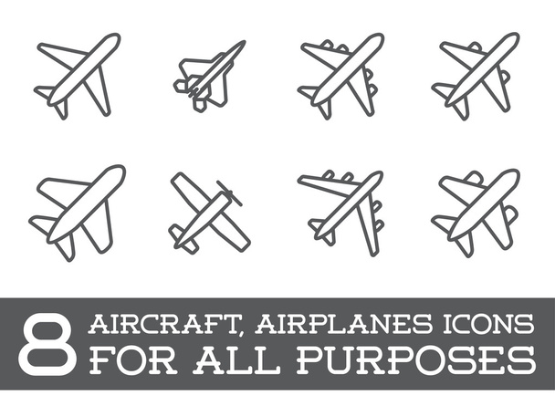 Flugzeuge oder Flugzeug-Symbole gesetzt - Vektor, Bild