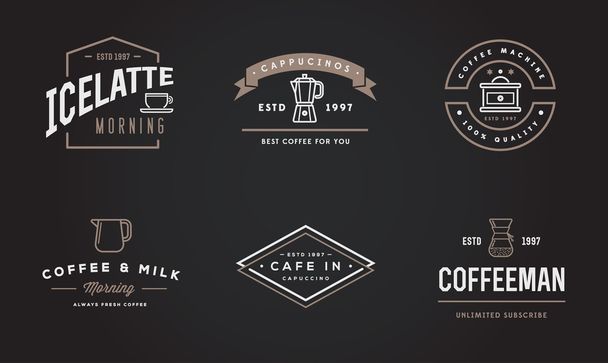 Кофе Логотип шаблоны и кофейные принадлежности
 - Вектор,изображение