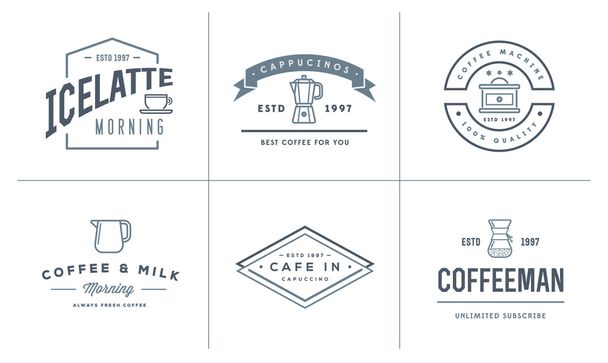 コーヒーのロゴのテンプレートとコーヒー アクセサリー - ベクター画像