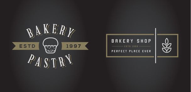 Panadería Elementos de pastelería e iconos de pan
 - Vector, imagen