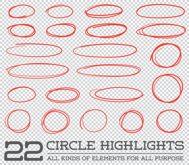 Rode Hand getrokken cirkels Set - Vector, afbeelding