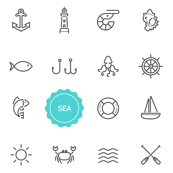 Set of Sea Food Elements - Vector, Image