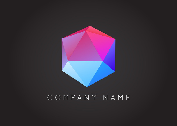 Trendy Crystal Triangulated Gem Logo - Vetor, Imagem