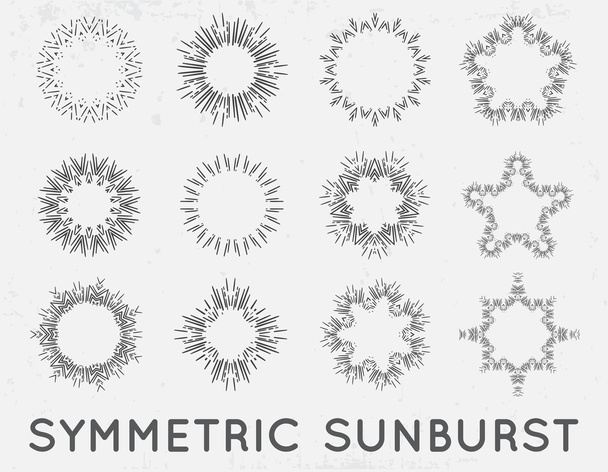 Sun burst vintage shapes elements - Vektör, Görsel
