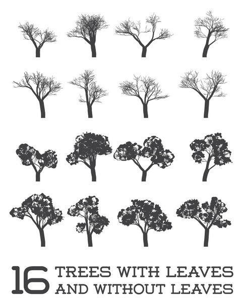 Ensemble d'arbres en silhouettes
 - Vecteur, image