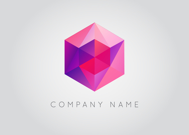 Trendy Crystal Triangulated Gem Logo - Vector, afbeelding
