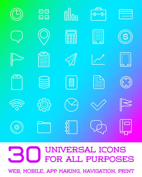 30 универсальных иконок
 - Вектор,изображение