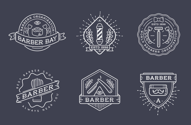 Barber Retro Design Logotype Set - Vettoriali, immagini