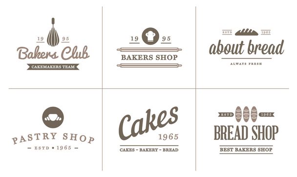Elementos de pastelaria e ícones de pão
 - Vetor, Imagem