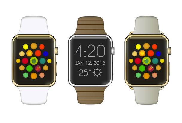 Aluminium Smart Watches with Interface - Vector, Image