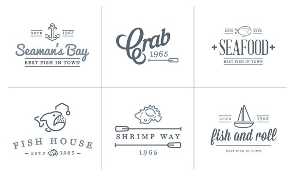 Sea Food Elements and Sea Signs - Vector, Image