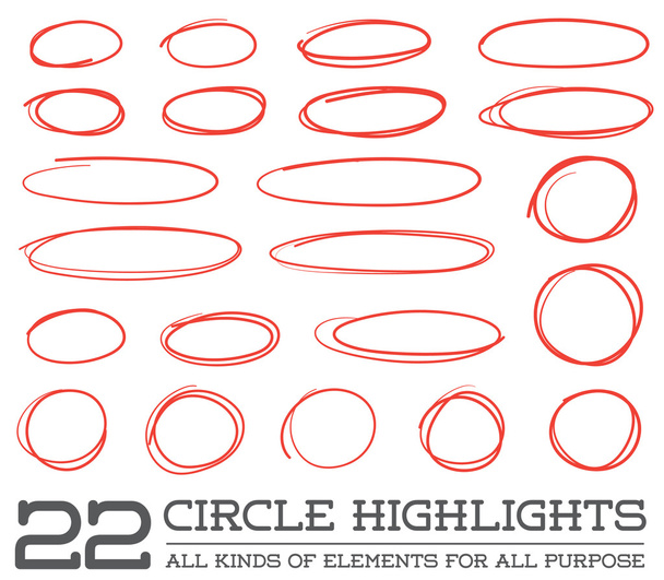 Red Hand Drawn Circles Set - Vector, Image