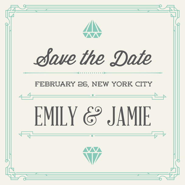 Vintage Style Invitation for Wedding Party - Vector, Image