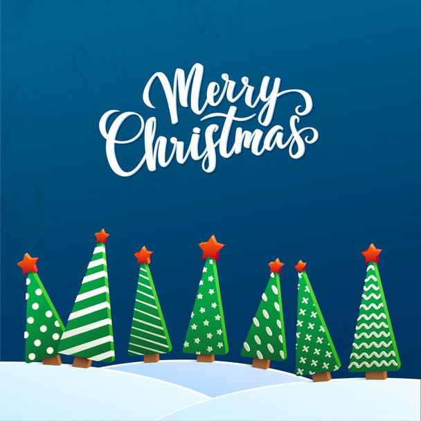 Christmas Greeting Card. Merry Christmas lettering, vector illustration - Vector, Image