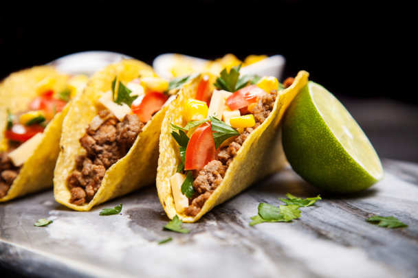 Delicious tacos with beef - Фото, зображення