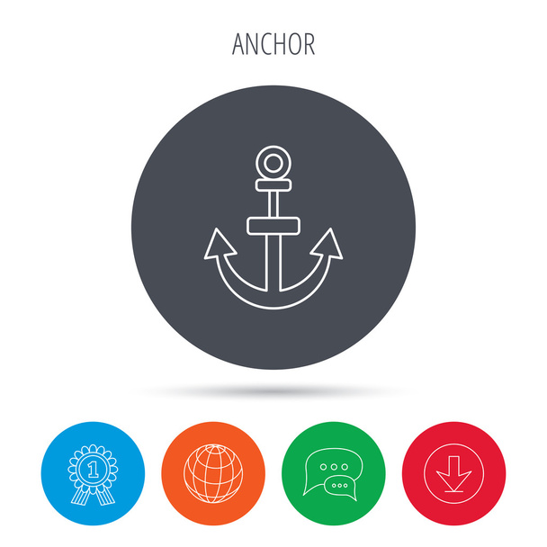 Anchor icon. Nautical drogue sign. Sea symbol. - Vetor, Imagem