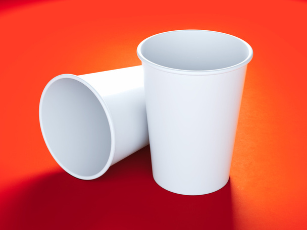Two white cardboard cups - Photo, image