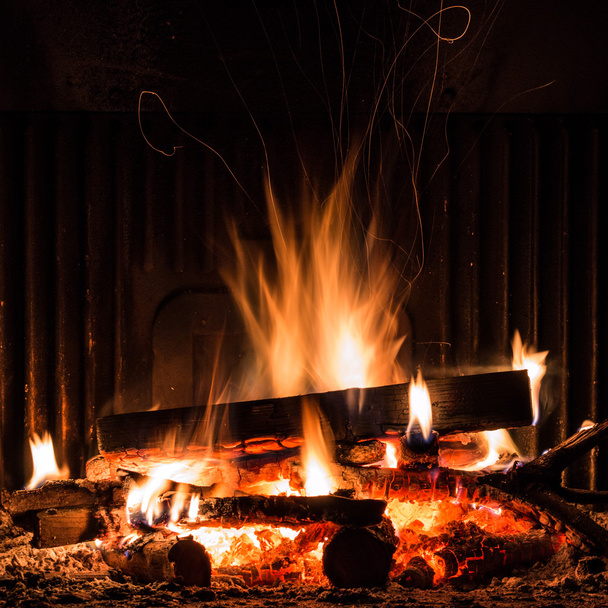 Fireplace with fire - Photo, Image