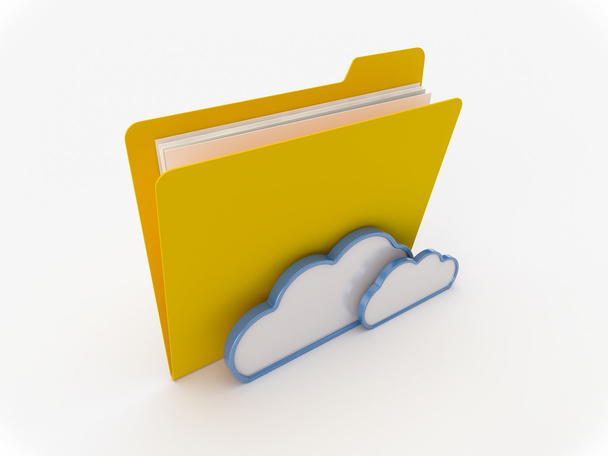 Yellow Folder With Clouds - Photo, Image