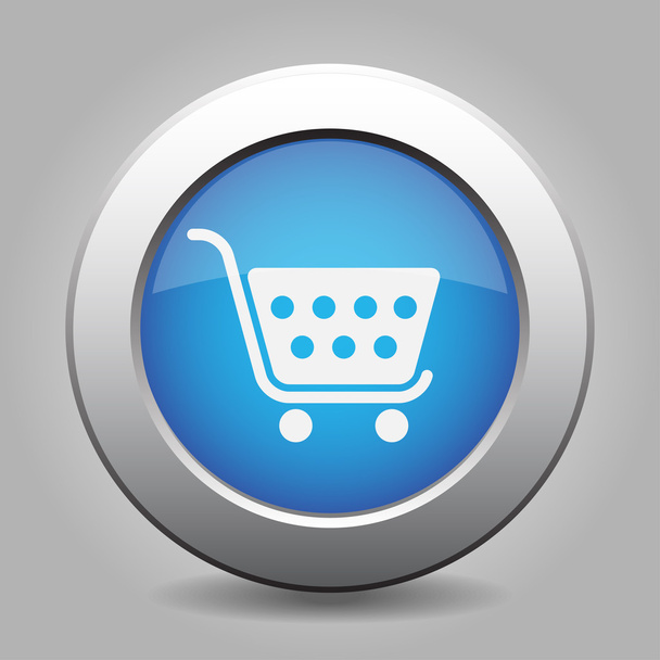 blue button - shopping cart - Vector, Image