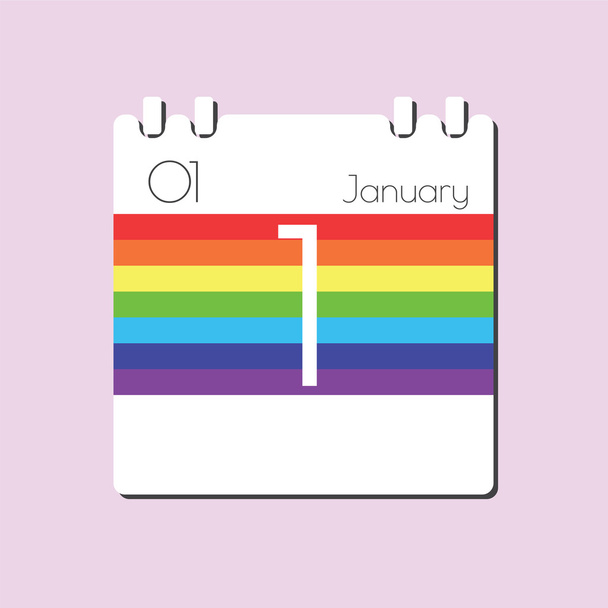 Szivárvány naptár ikonra - Vektor, kép