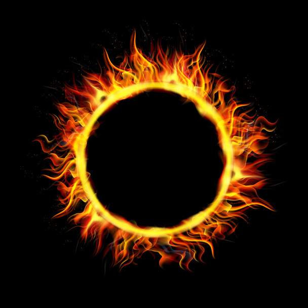 Fire Circle on Black Background - Vector, Image