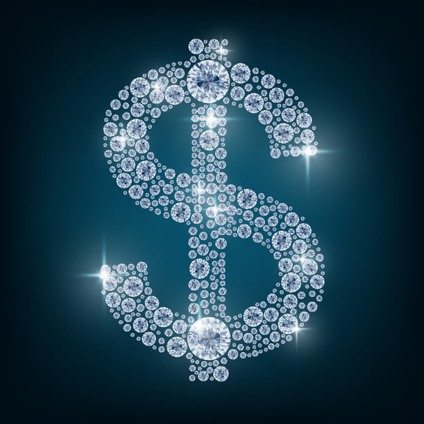 Блестящий символ алмазного доллара
 - Вектор,изображение