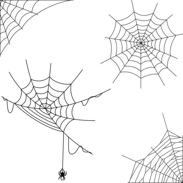 Cartoon Spinnennetz Sammlung Set - Vektor, Bild