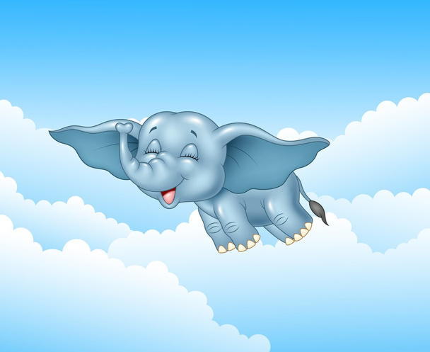 Słoniątka ładny pływające na tle chmury - Wektor, obraz