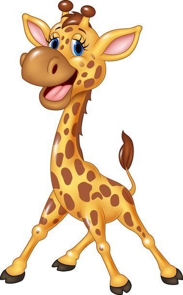 Мультфільм щасливий жираф ізольований на білому тлі
 - Вектор, зображення