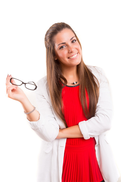mujer usando gafas - Foto, Imagen