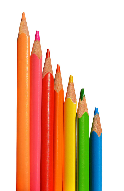 Kolorowe ołówki na białym tle - Zdjęcie, obraz
