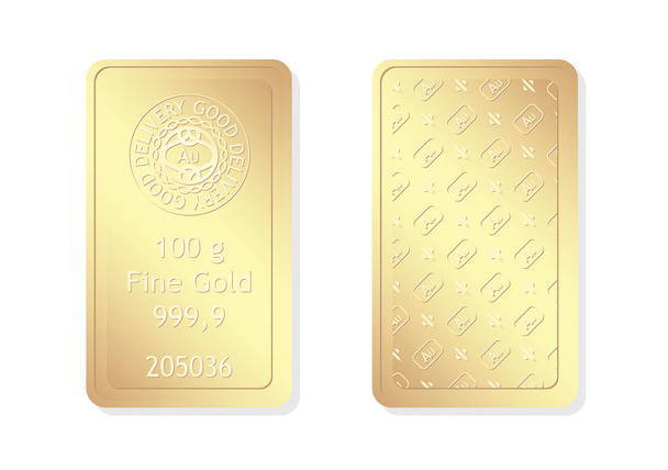 100g barra de oro acuñado
 - Vector, Imagen