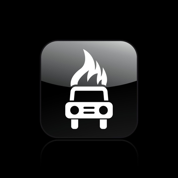 Vector illustration of burning car icon - Vector, Image