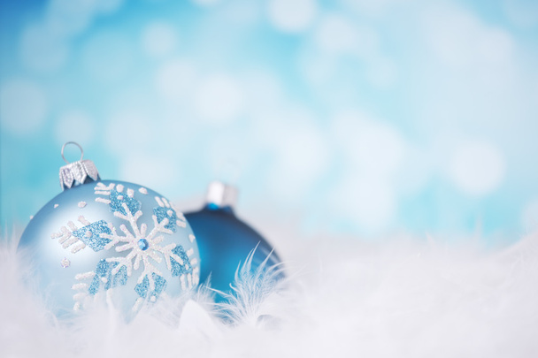 Blue and silver Christmas scene with baubles - Φωτογραφία, εικόνα