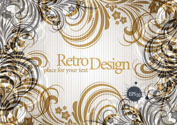 Retro floral bright background for vintage design - Vector, imagen