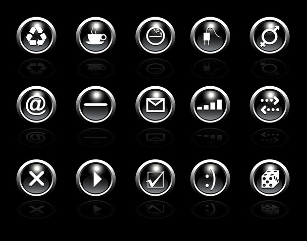μαύρα γυαλιστερά κουμπιά - Διάνυσμα, εικόνα
