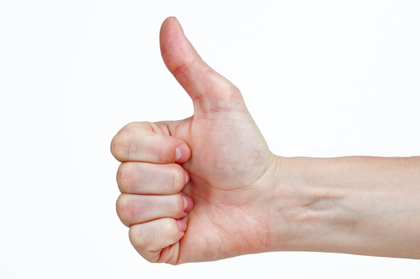 Woman's hand make thumbs up isolated - Foto, imagen
