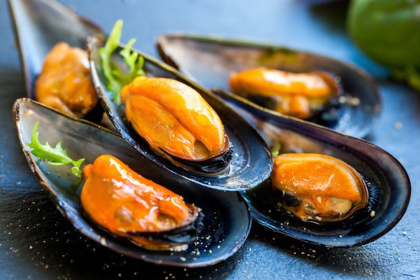 Fresh Steamed sea mussels. - Photo, Image