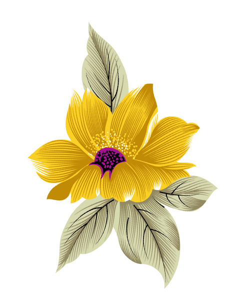 Single flower of artificial color artwrok - Διάνυσμα, εικόνα