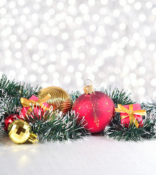 Christmas decorations on a silvery background - Photo, image