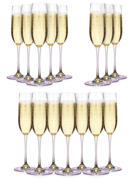 glazen van champagne geïsoleerd op een witte - Foto, afbeelding