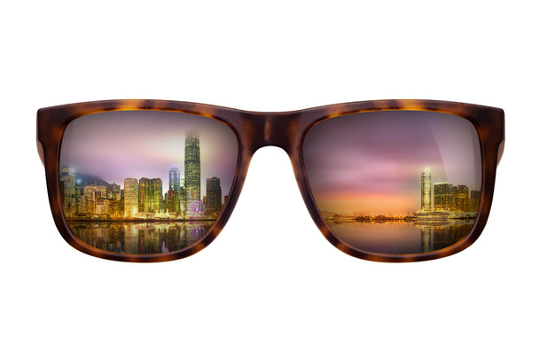 Sunglasses with beautiful panorama of Hong Kong - Photo, Image