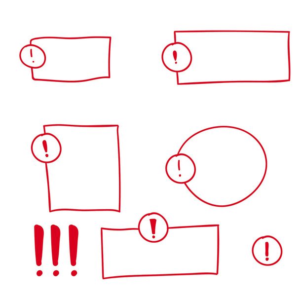 Set hand drawn Exclamation mark. - Vector, Image