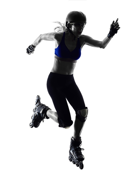 woman in roller skates  silhouette - Φωτογραφία, εικόνα