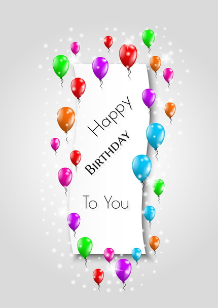 χαρούμενα γενέθλια ετικέτα και μπαλόνια - Διάνυσμα, εικόνα