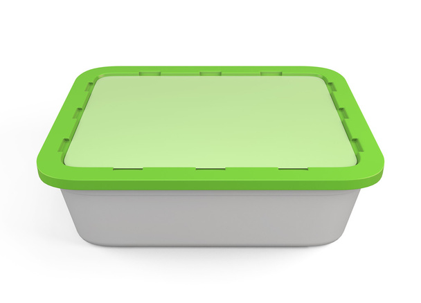 Plastic container for fast food with green cap - Φωτογραφία, εικόνα